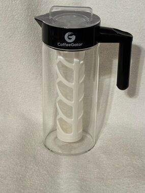 CoffeeGator Black and White Cold Brew Pitcher with Removable Filter